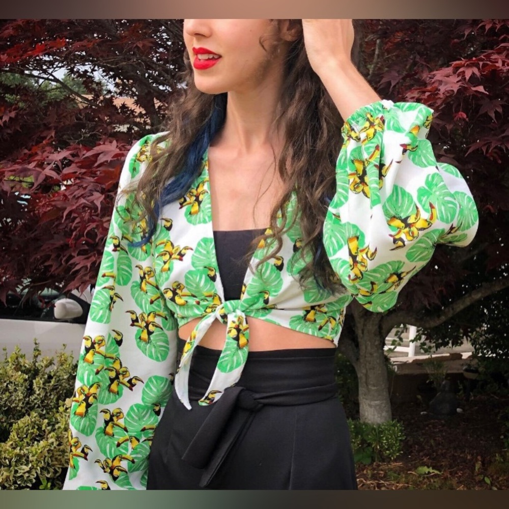 Handmade 1940s inspired Toucan blouse xs-m